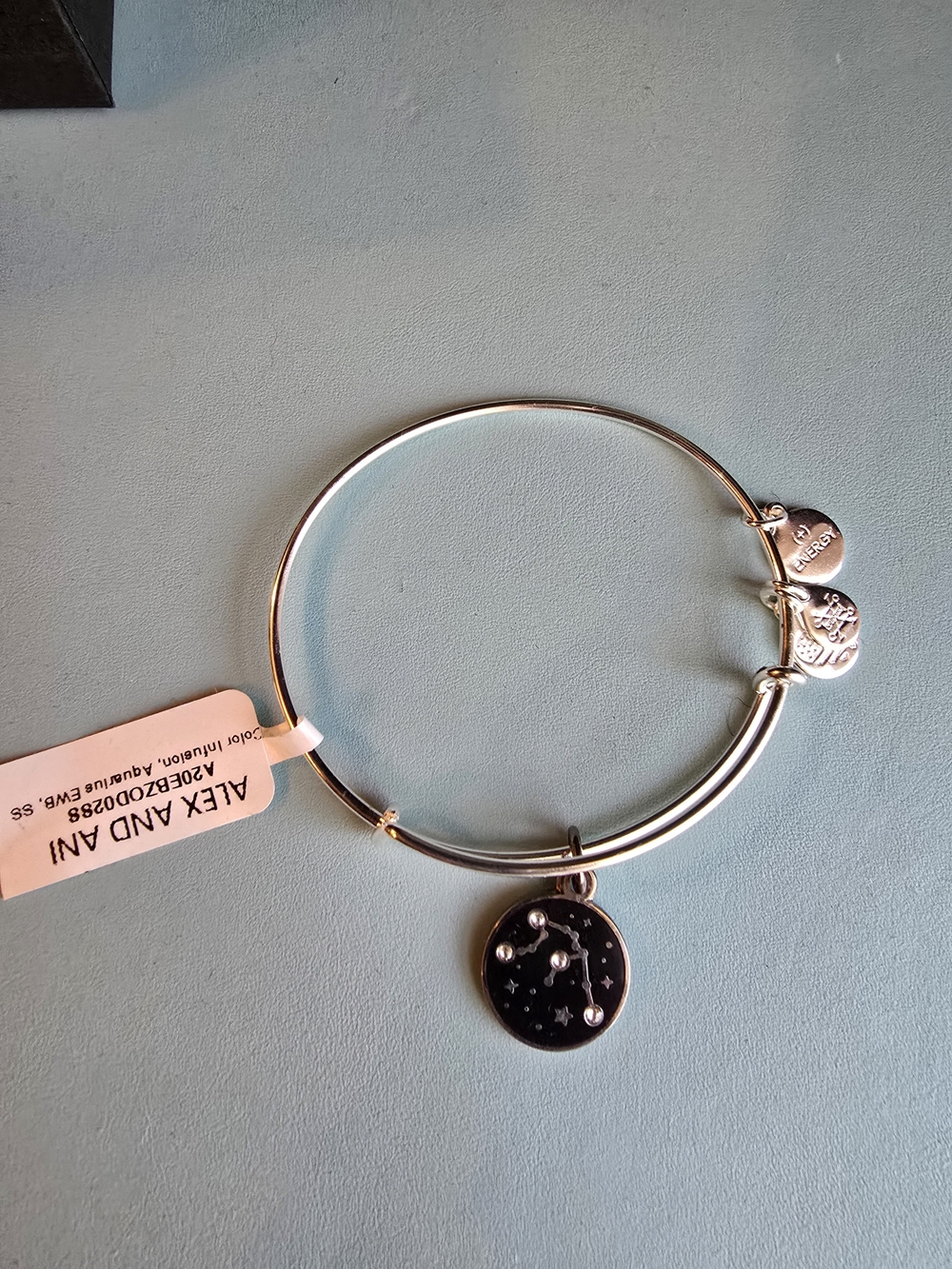 Alex and Ani Silver Bangle with Black Constellation Charm